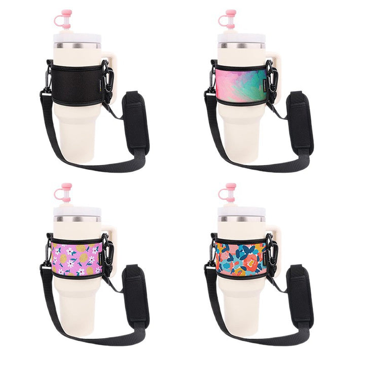 Unisex Portable Cup Holder with Shoulder Strap Bowlift