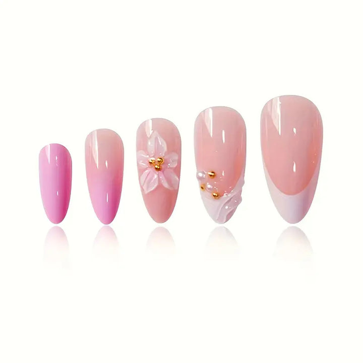 Artistic Floral Design Press-On Nail Set Bowlift