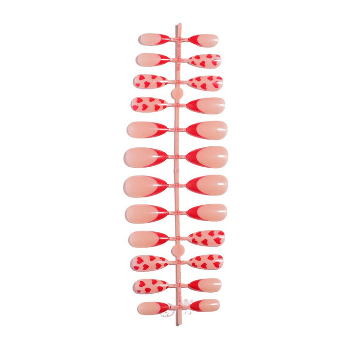 Artistic Heart-Embellished Press-On Nail Art Bowlift