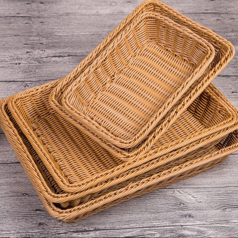 Unisex Rectangular Rattan Serving Basket Bowlift