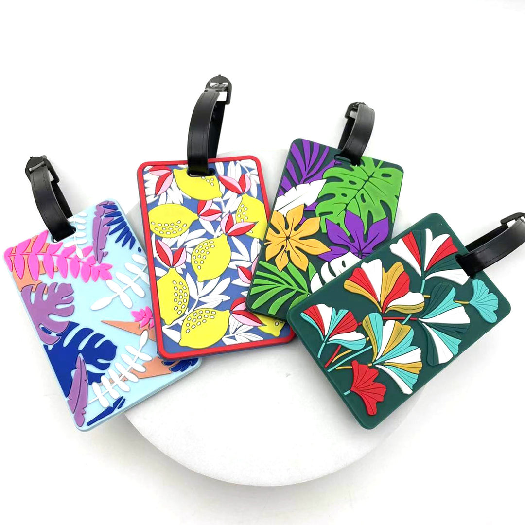silicone tropical leaf luggage tag with embossed layered design Bowlift