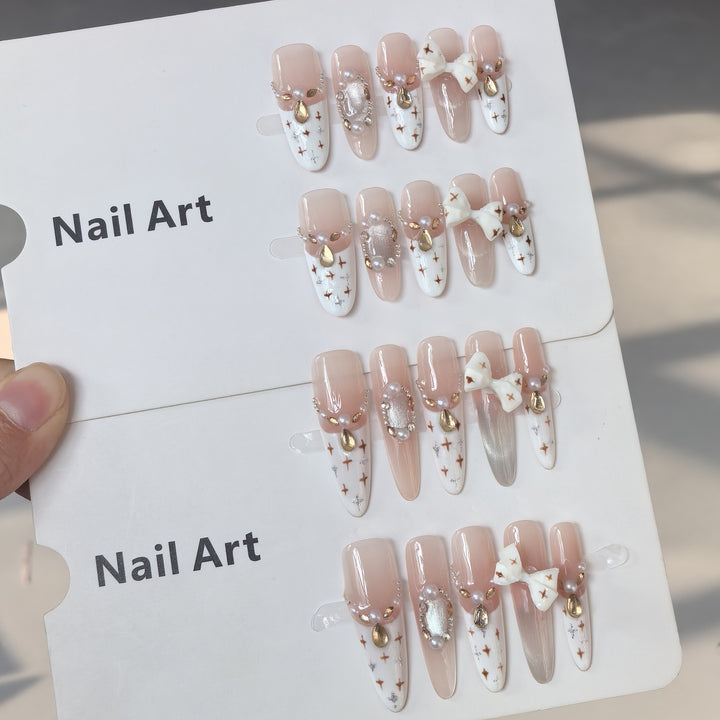 Premium Decorative Press-On Nail Set Bowlift
