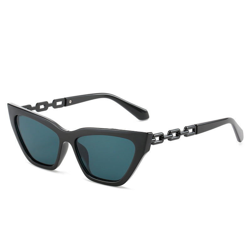 Women's Cat-Eye Sunglasses with Modern Chain Frame Bowlift