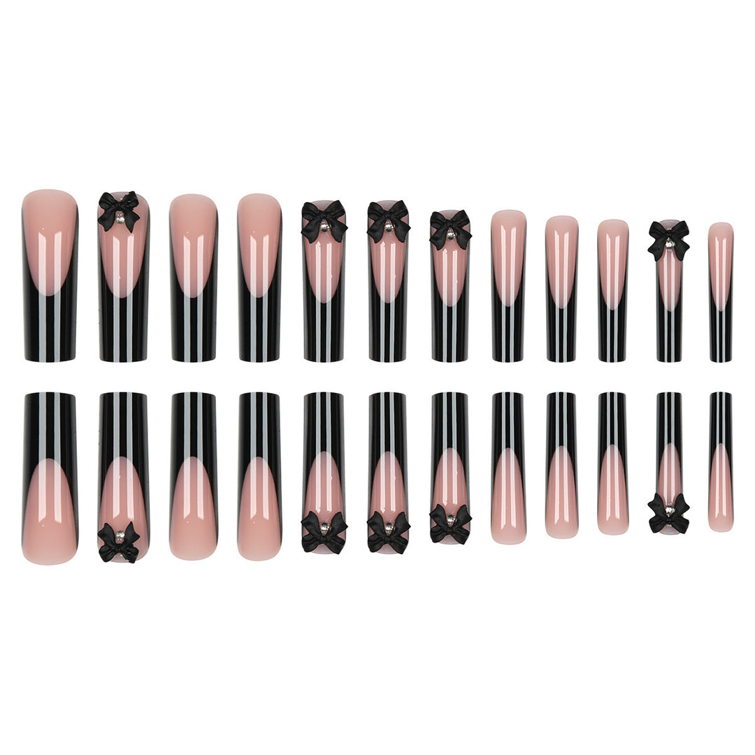 Decorative Acrylic Stiletto Press-On Nails with Bow Accents Bowlift