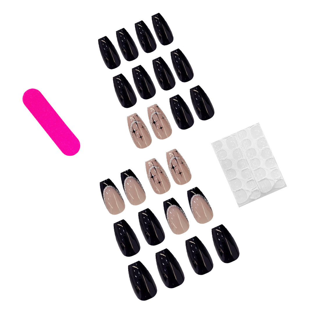Elegant and artistic stiletto artificial nails with glitter embellishments Bowlift