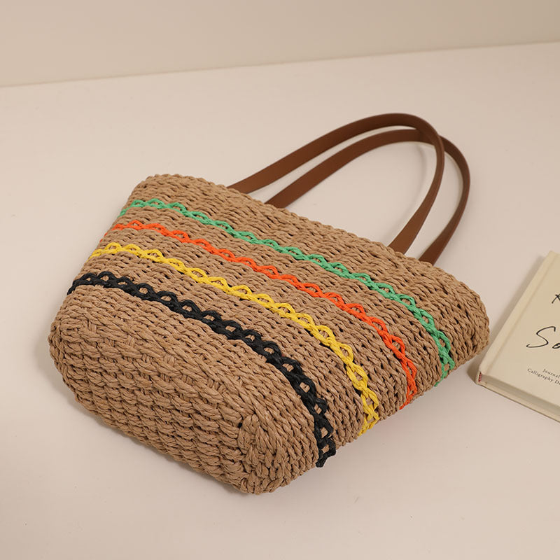 Trendy Straw Bag with Colorful Details Bowlift