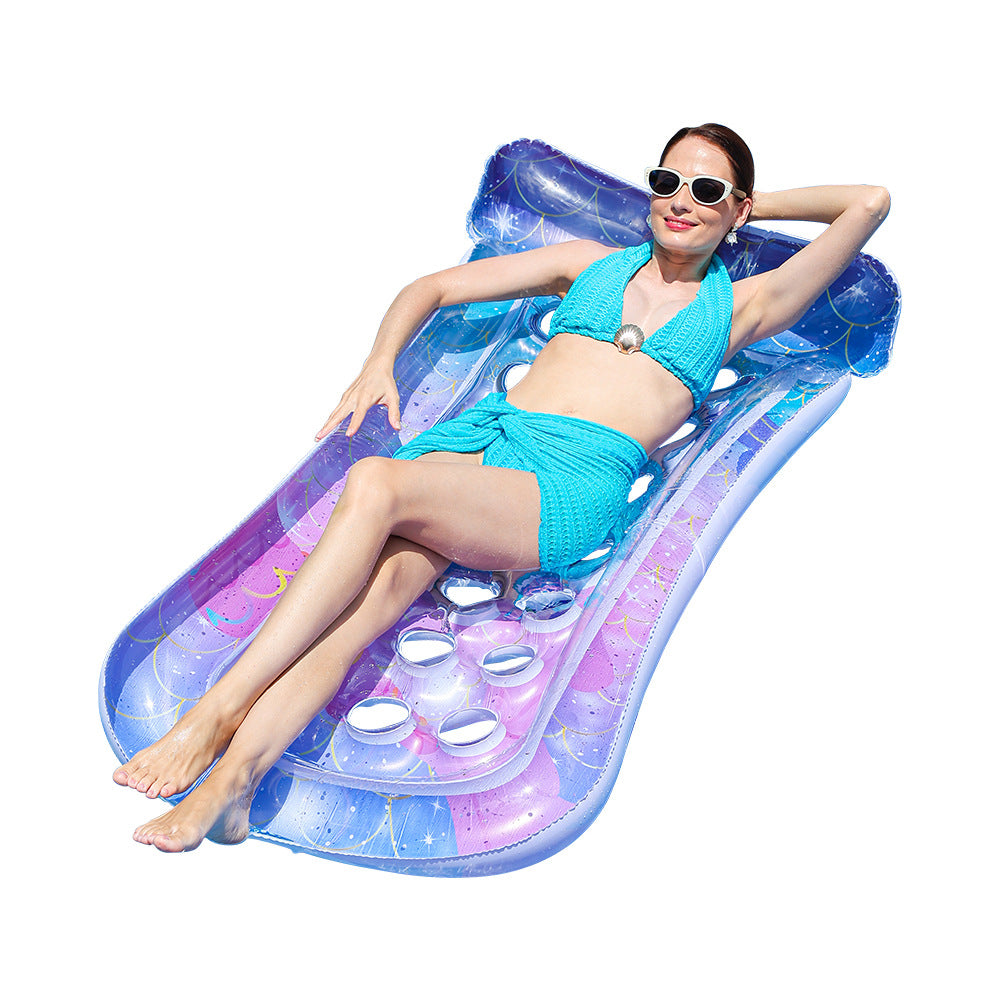 Ladies Inflatable Comfort Pool Lounge with Integrated Cup Holders Bowlift