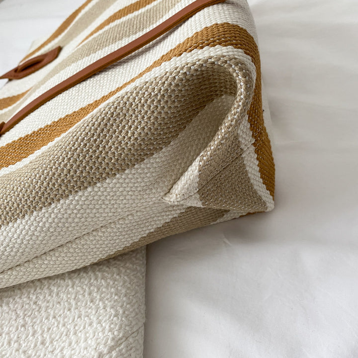 Striped Woven Beach Tote Bag