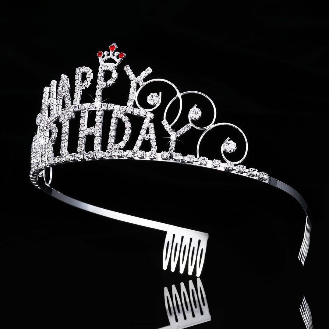 Women's Decorative Hair Crown with Birthday Inscription Bowlift