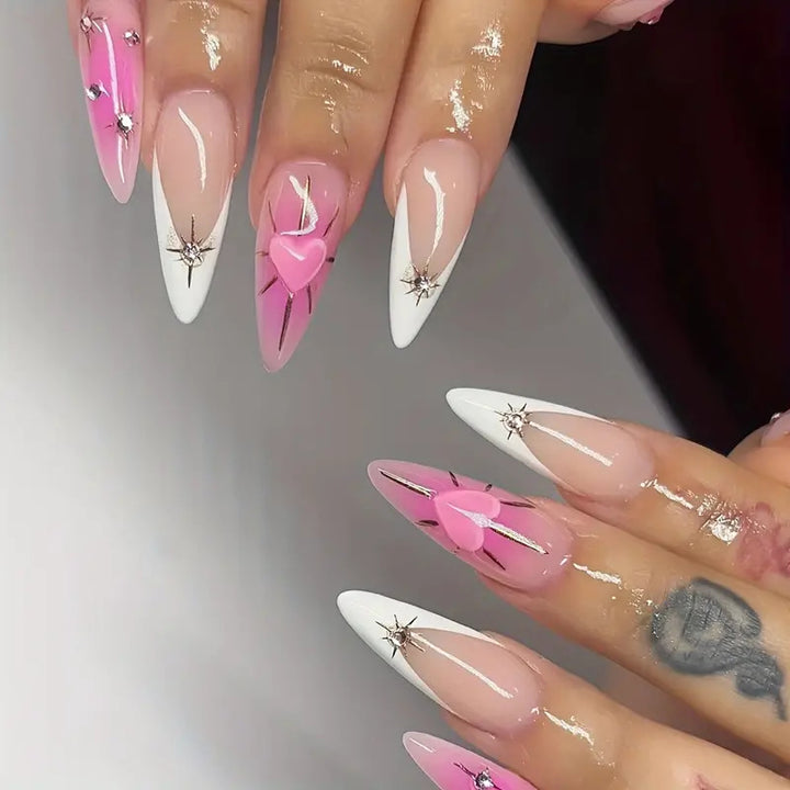 Heart-Embellished Stiletto Press-On Nails Bowlift