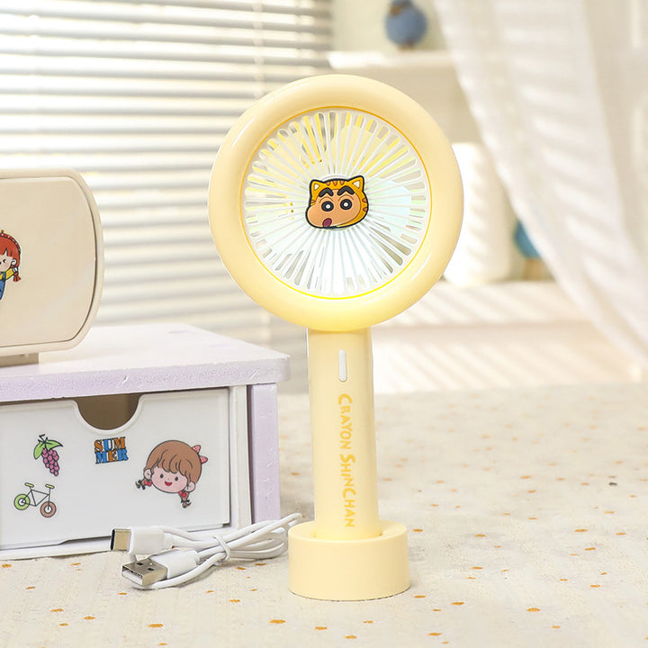 Women Portable Mini Fan with Integrated LED Light Bowlift
