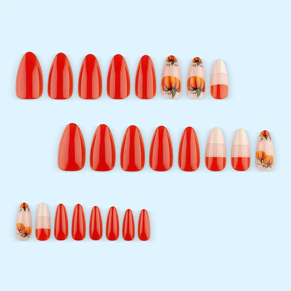 Artificial nails with autumn pumpkin design Bowlift