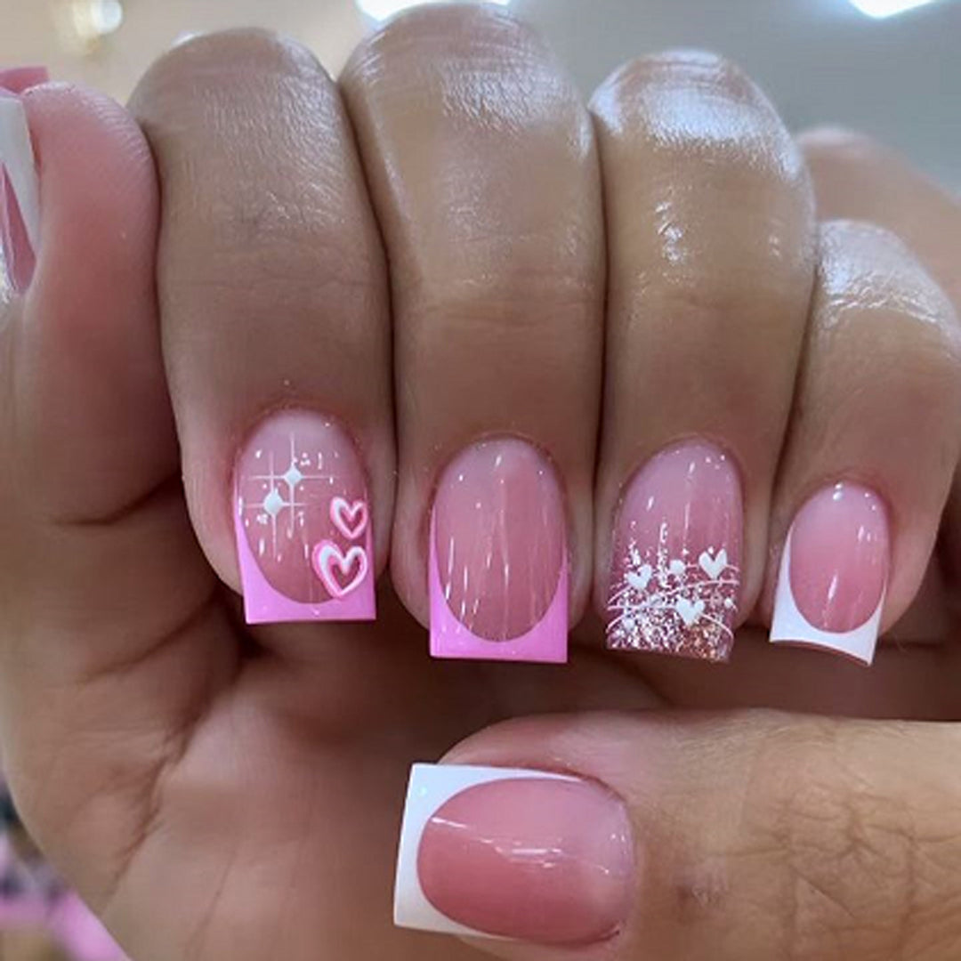 Artful Nail Art with Heart and Glitter Motifs Bowlift