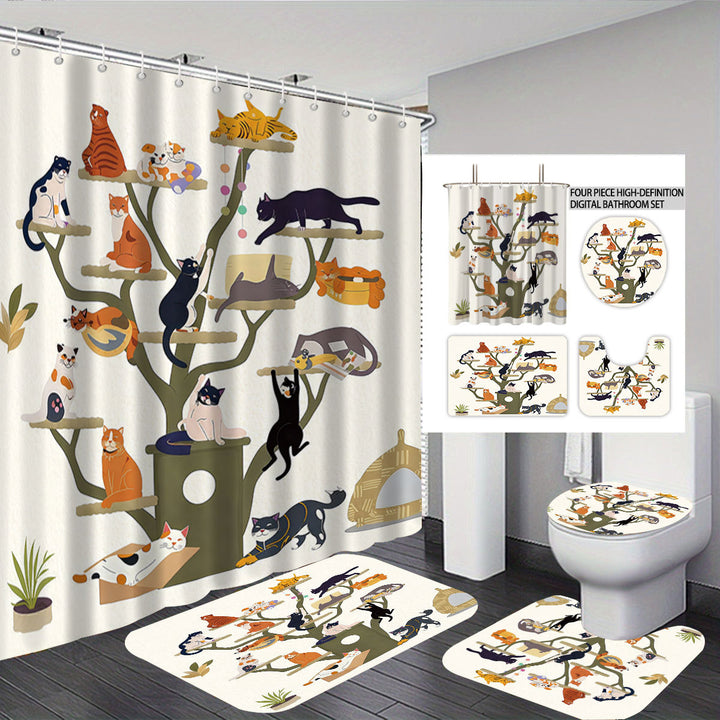 Digital Floral Theme Bathroom Décor Set Bowlift