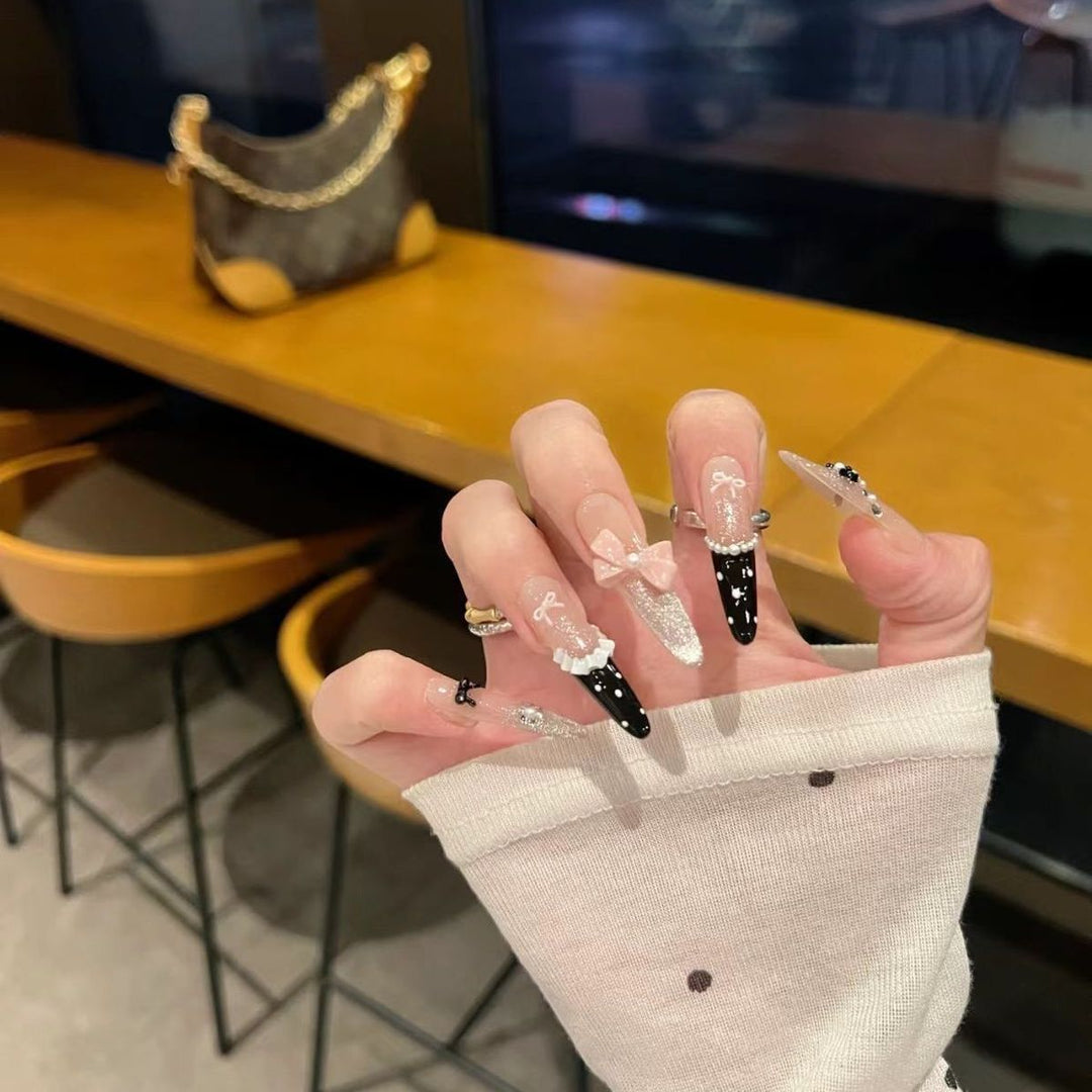 Decorative Themed Acrylic Press-On Nail Set Bowlift