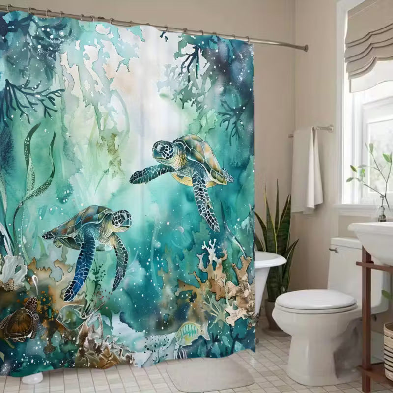 Coastal Scene Shower Curtain Bowlift