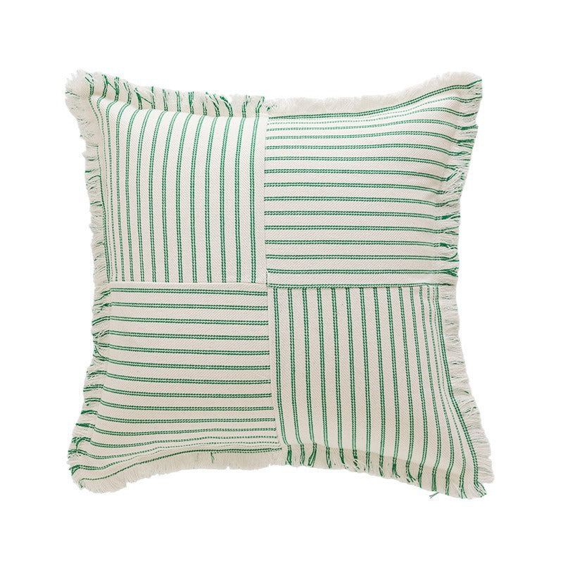 Striped Fringe Decorative Pillow