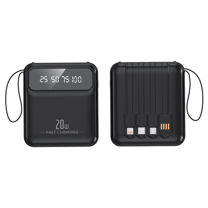 Portable power bank with integrated charging cables and digital capacity display Bowlift