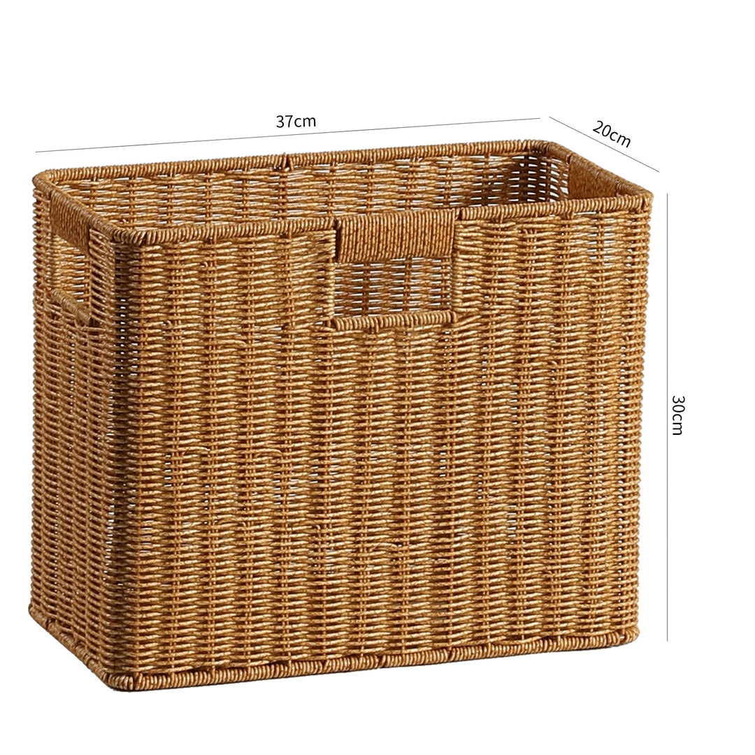Handwoven Rectangular Storage Basket with Cutout Handles Bowlift
