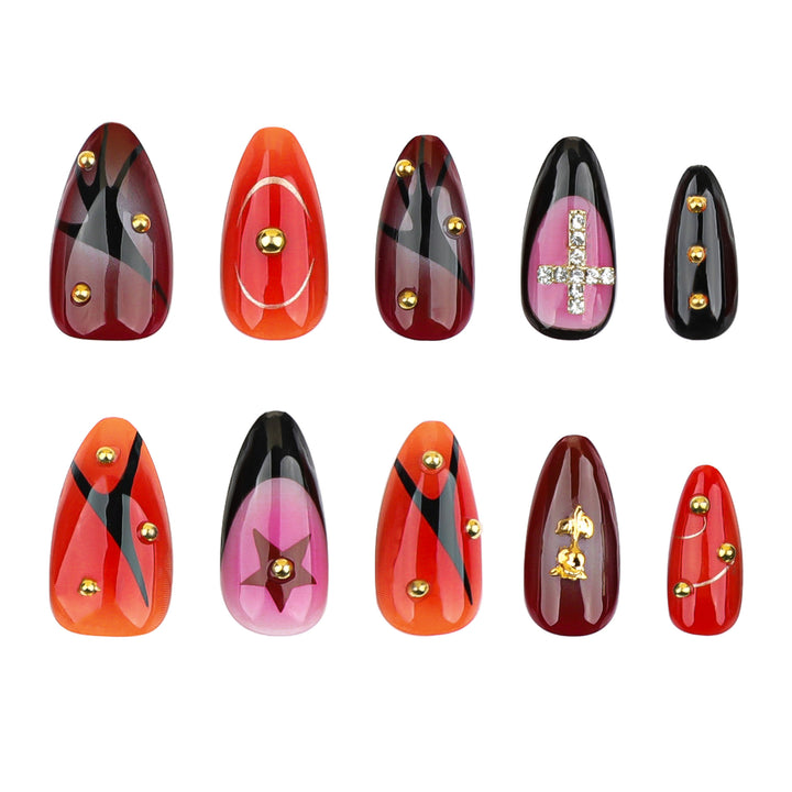 Artistic stiletto nails with creative designs Bowlift