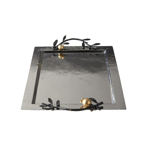 Decorative Serving Tray with Artful Handles