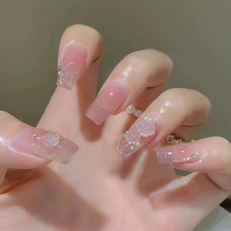 Stylish heart and ombre design artificial nails Bowlift
