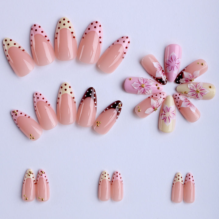 Luxury Floral Design Artificial Nails Bowlift