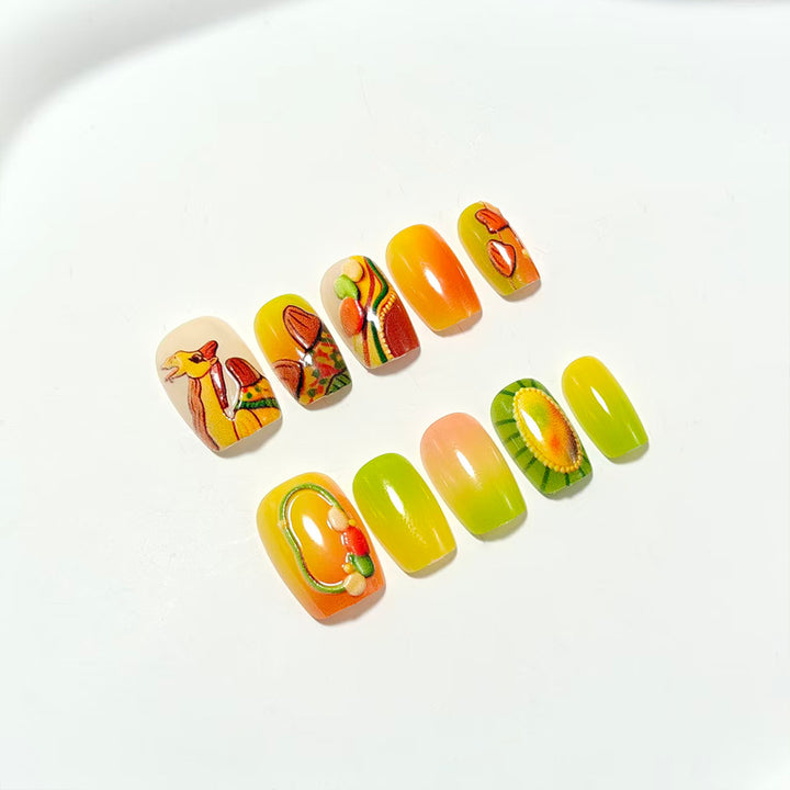 Artificial Nails in Fruity Autumn Design Bowlift