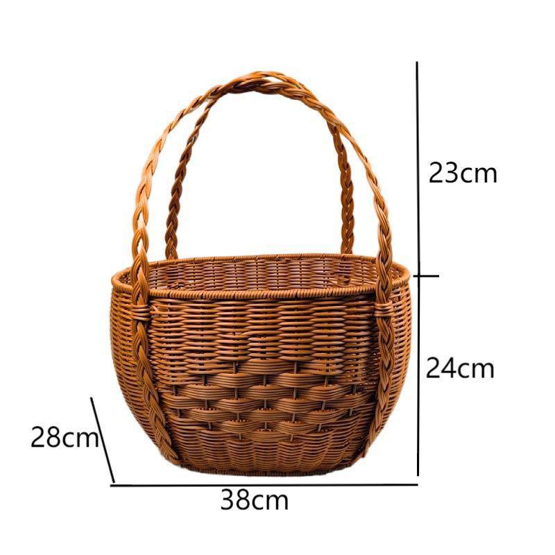 Handwoven Natural Wicker Storage Basket Bowlift