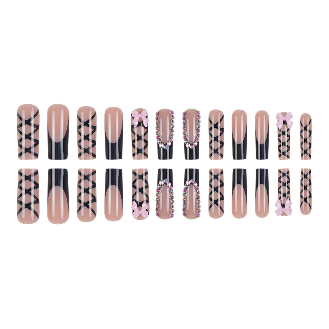 Decorative Stiletto Press-On Nail Set Bowlift
