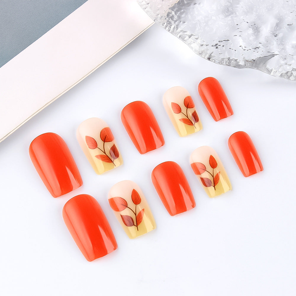 Autumn-Themed Press-On Nail Art Set Bowlift