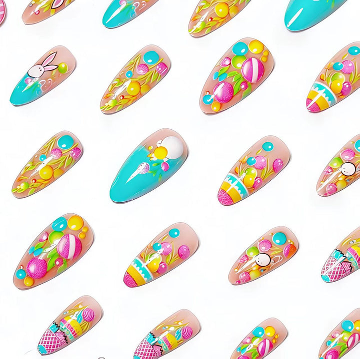 Artificial nails with cheerful Easter design Bowlift