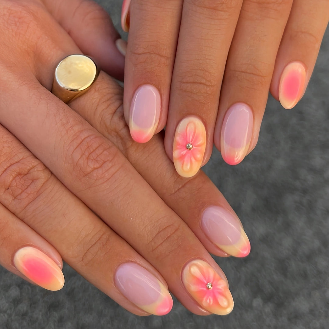 Floral Design Press-On Nails Bowlift