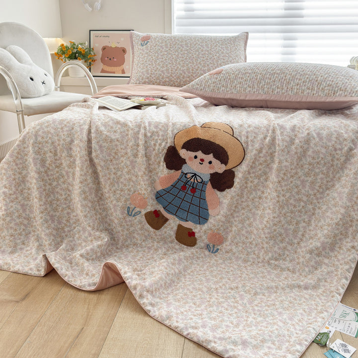 Women Cozy Bedspread with Playful Penguin Design Bowlift