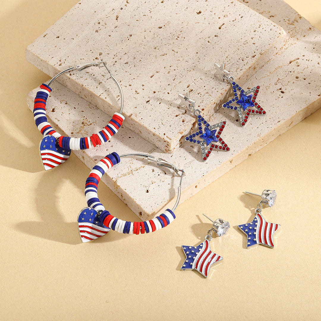 Unisex nan beaded patriotic keychain charm with MAGA letter cubes and enamel star pendant Bowlift