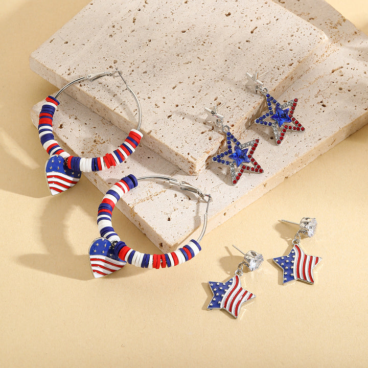 Unisex keychain with letter beads and American star pendant Bowlift