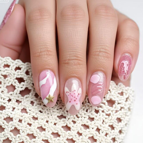 Artistic Floral Design Press-On Nail Set Bowlift 1787225204
