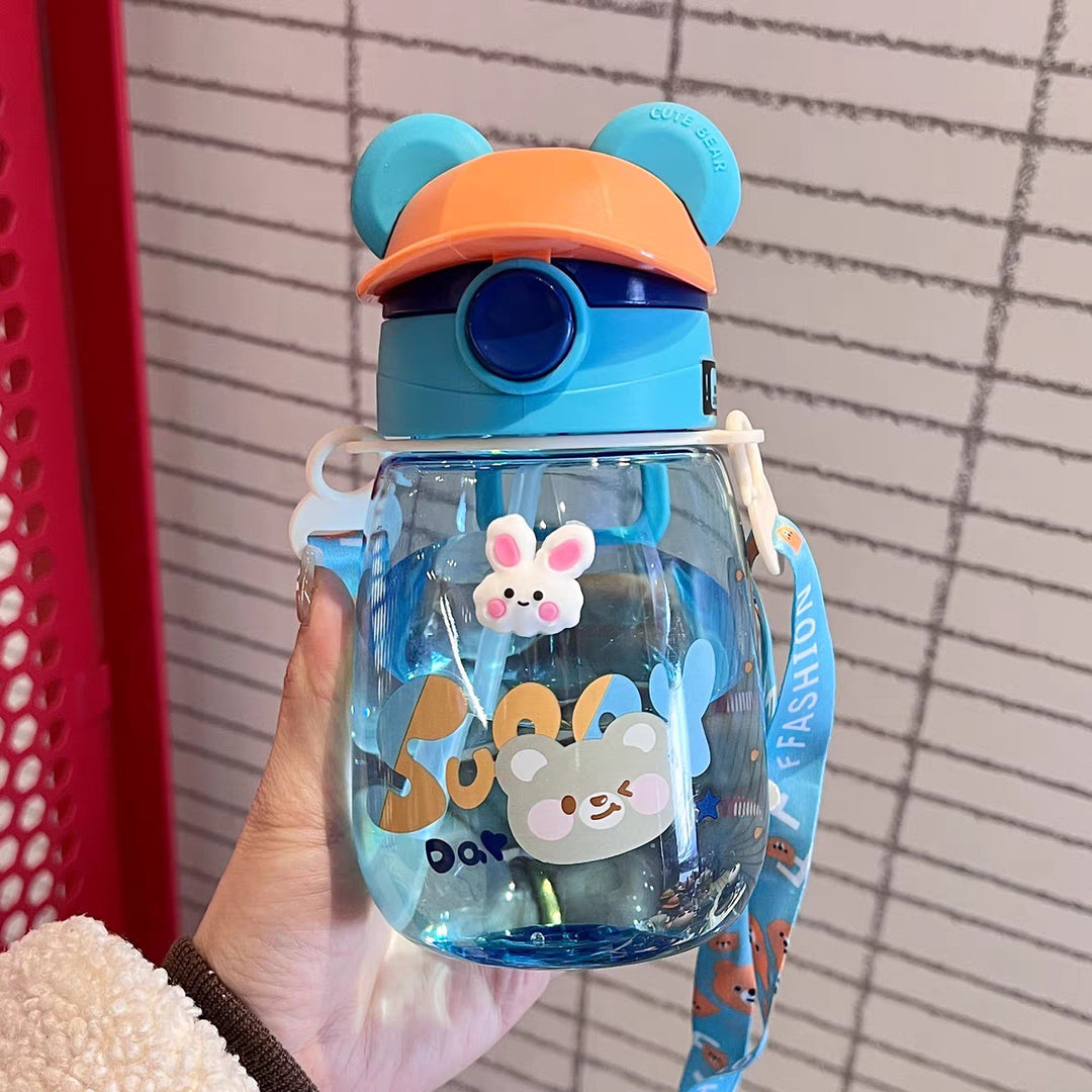 Women Playful Children's Drinking Bottle with Integrated Straw Bowlift
