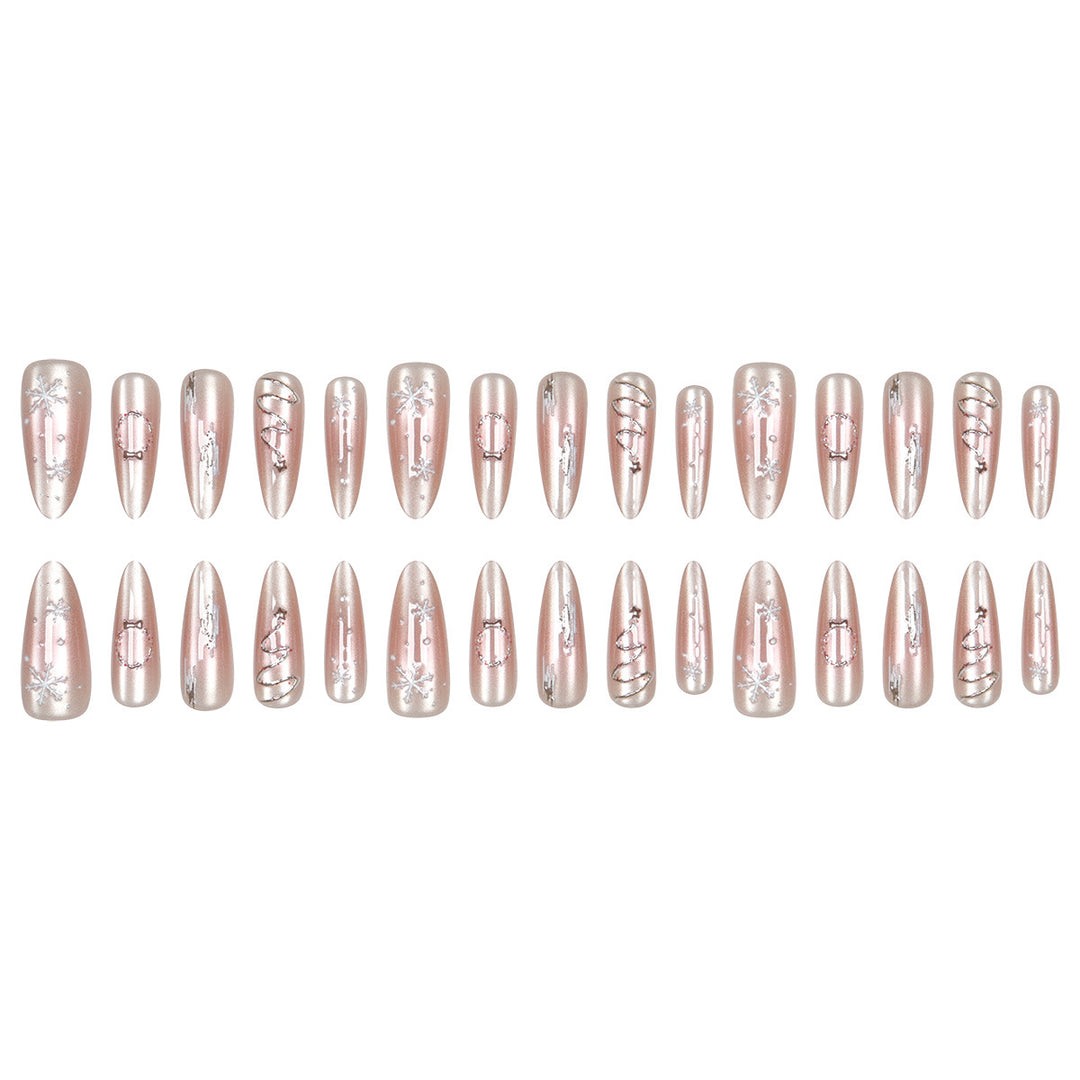 Premium Stiletto Press-On Nails with Elegant Frosted Design Bowlift