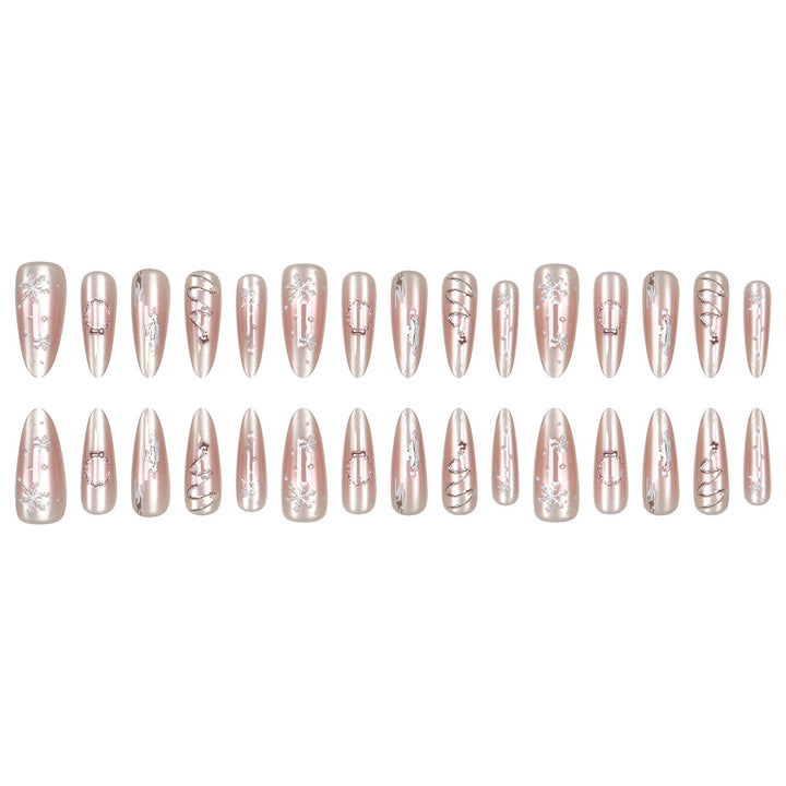 Premium Stiletto Press-On Nails with Elegant Frosted Design Bowlift