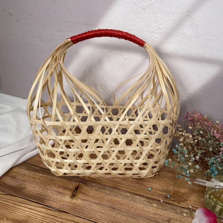 Ladies Handwoven Shopping Basket with Stylish Handle Bowlift