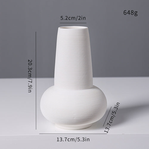 Modern Minimalist Ribbed Ceramic Vase