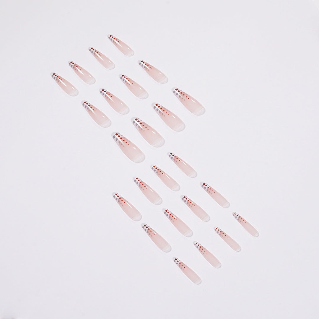 Artistic Nail Extensions with Elegant Dots and Shimmering Ombré Bowlift