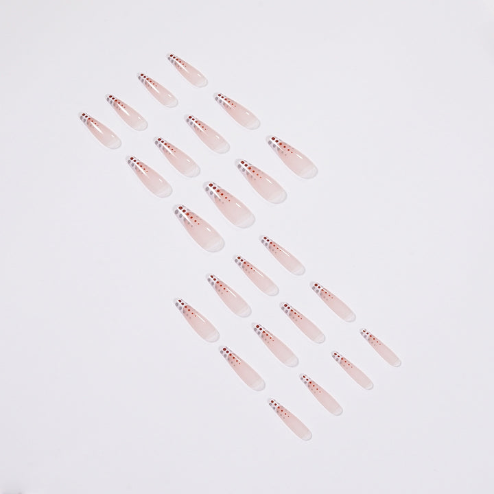 Artistic Nail Extensions with Elegant Dots and Shimmering Ombré Bowlift