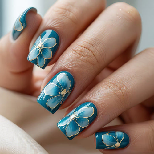Elaborately designed artificial nails with flower pattern Bowlift