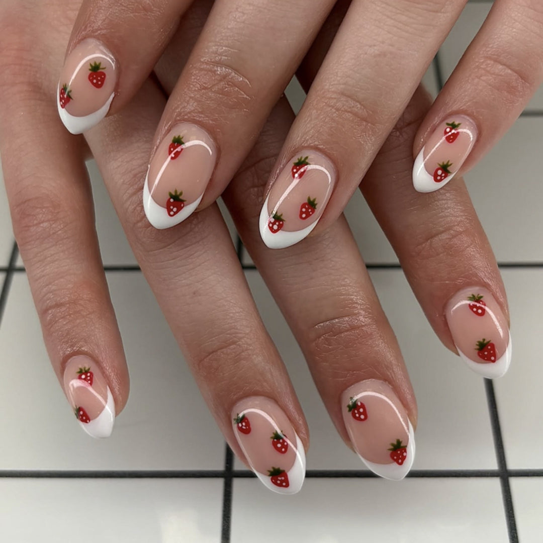 Artistic nail art with strawberry motif Bowlift