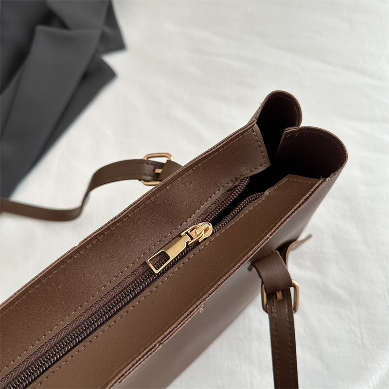 Elegant Faux Leather Tote Bag with Scarf Detail