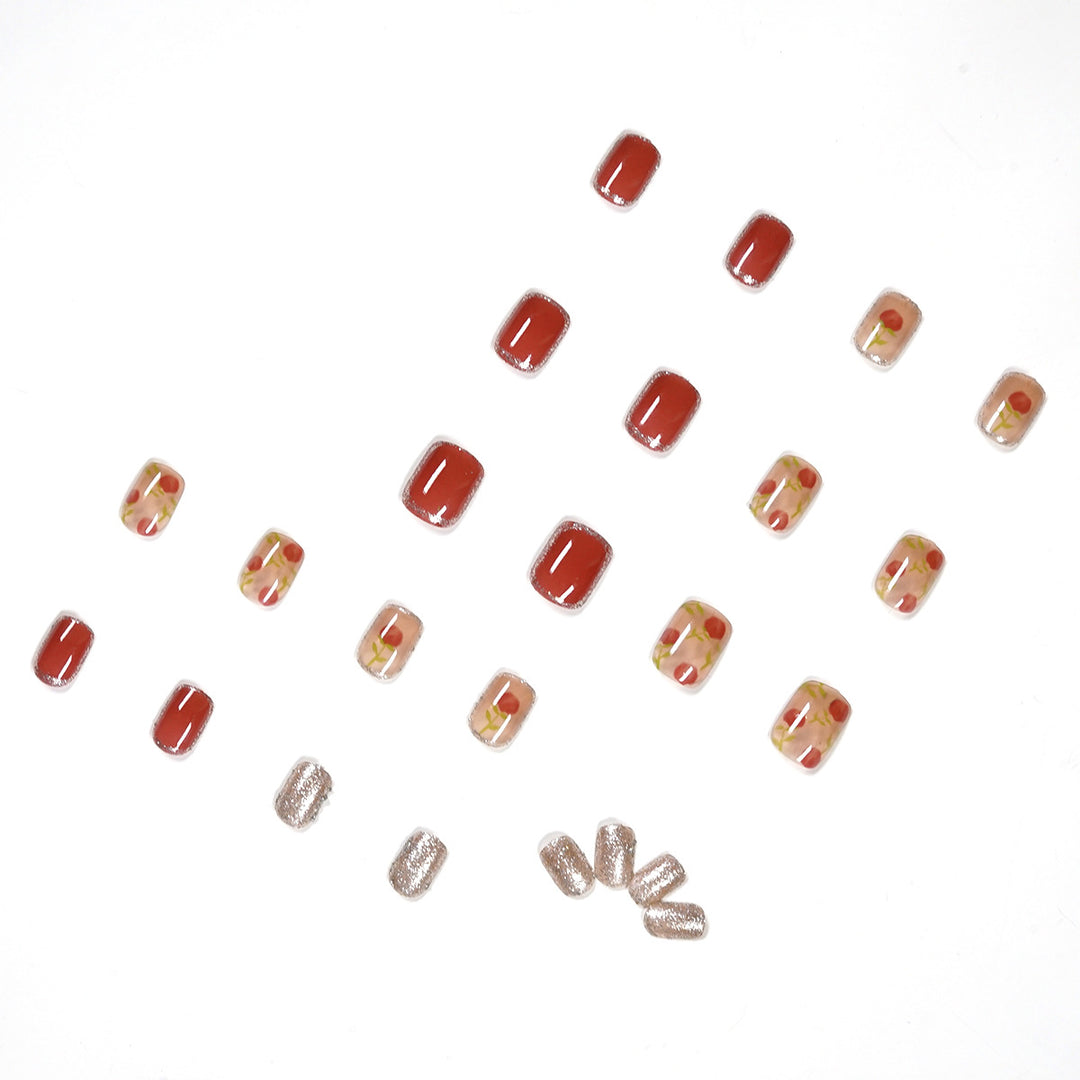 Artful nail art with natural gradient and floral accents Bowlift