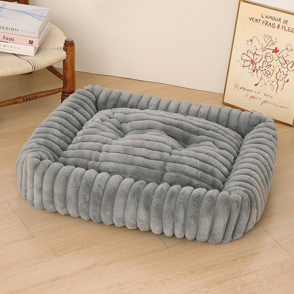Women Plush Pet Bed with High Edge Bowlift