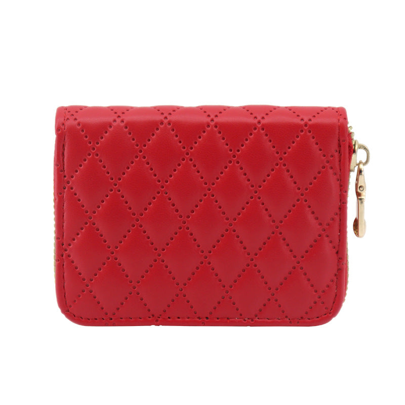 Quilted Compact Zipper Coin Purse